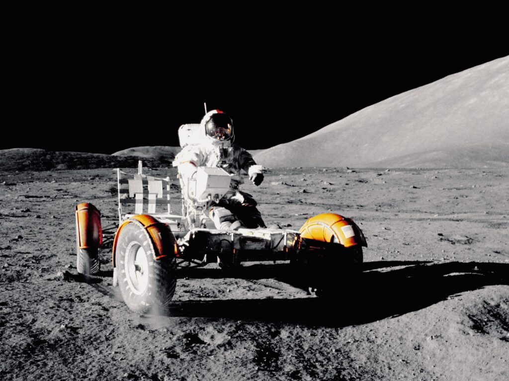 Astronaut on lunar rover